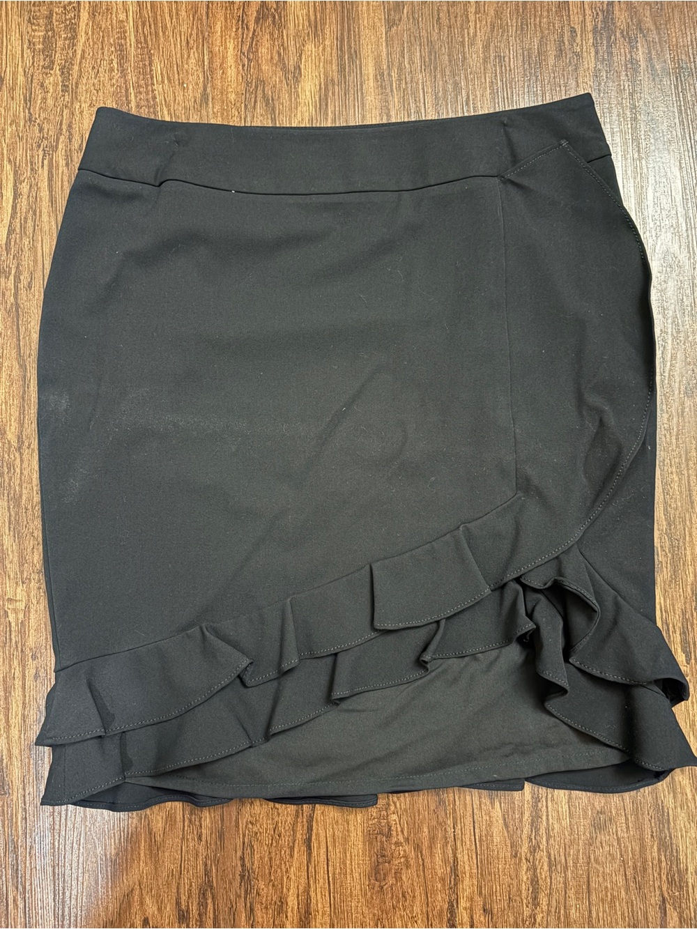 White House Black Market Black Ruffle-Trim Mini Skirt